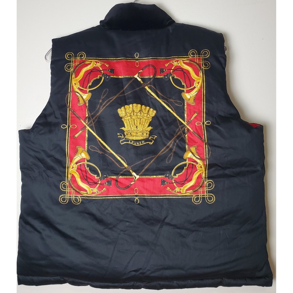 Ralph Lauren Equestrian Embroidered Logo Down Puffer Reversible Vest Large